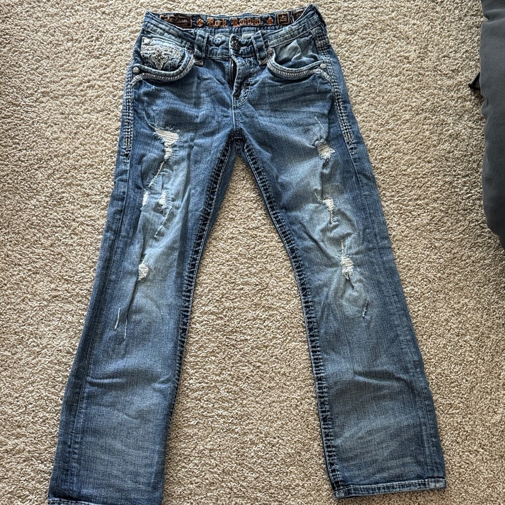 Rock Revival Blue Distressed Boyfriend Jeans